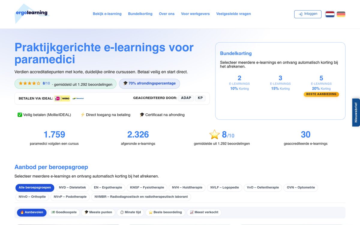 Preview van ergolearning.nl