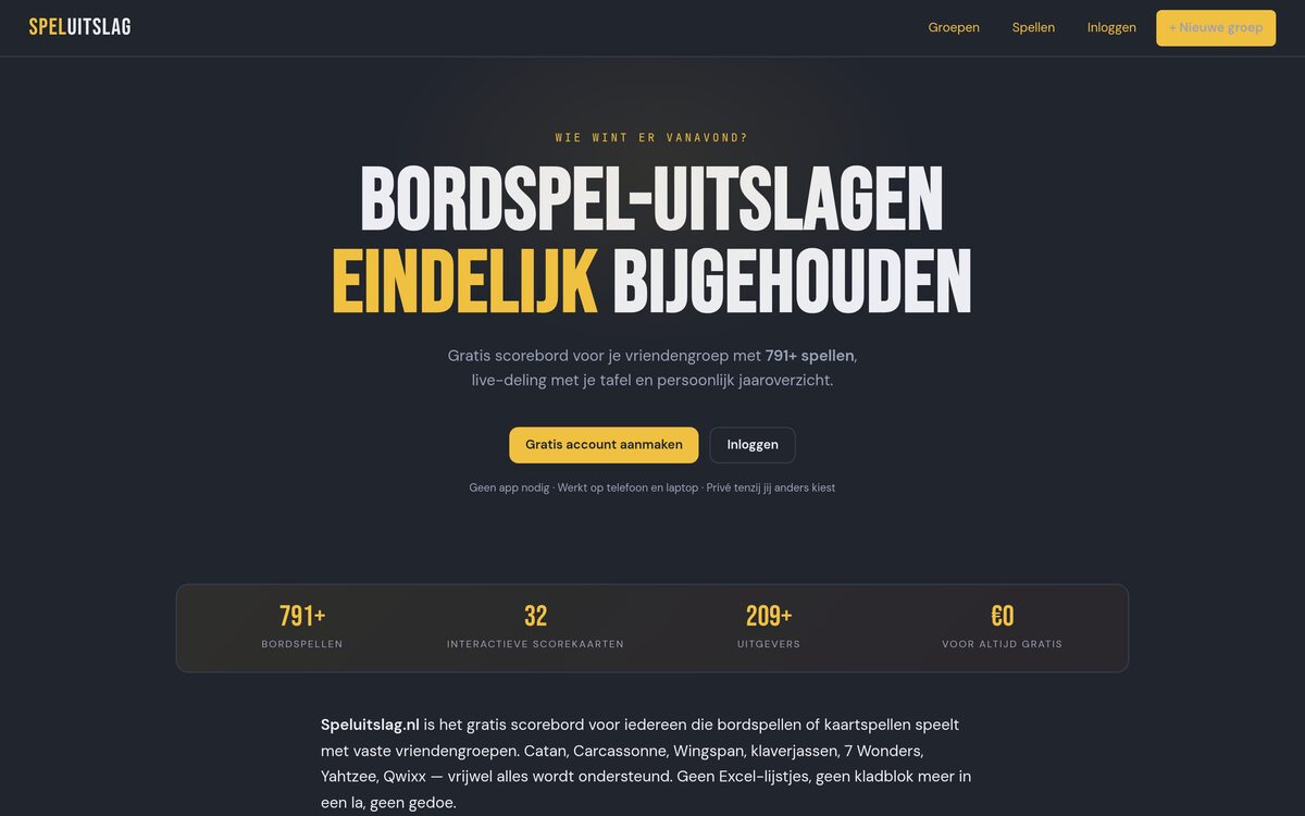 Preview van speluitslag.nl
